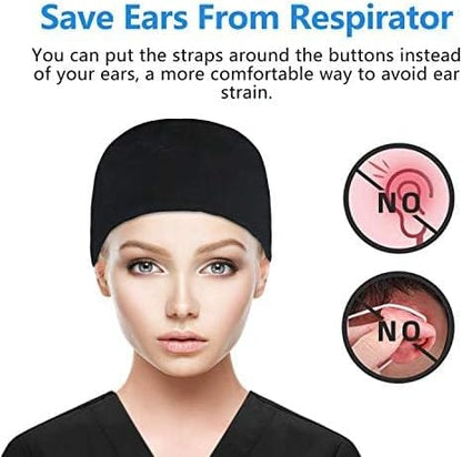 Adjustable Working Cap with Button, Cotton Working Hat Sweatband, Elastic Bandage Tie Back Hats for Women & V1259-DP01-A-1810