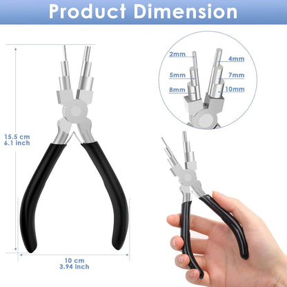 Bail Making Pliers, 6 in 1 Round Nose Pliers for Making Jump Rings, Wire Wrapping, Jewelry Making, Loop V1259-DP01-A-1811