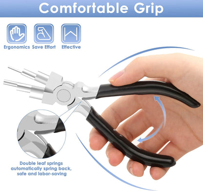 Bail Making Pliers, 6 in 1 Round Nose Pliers for Making Jump Rings, Wire Wrapping, Jewelry Making, Loop V1259-DP01-A-1811