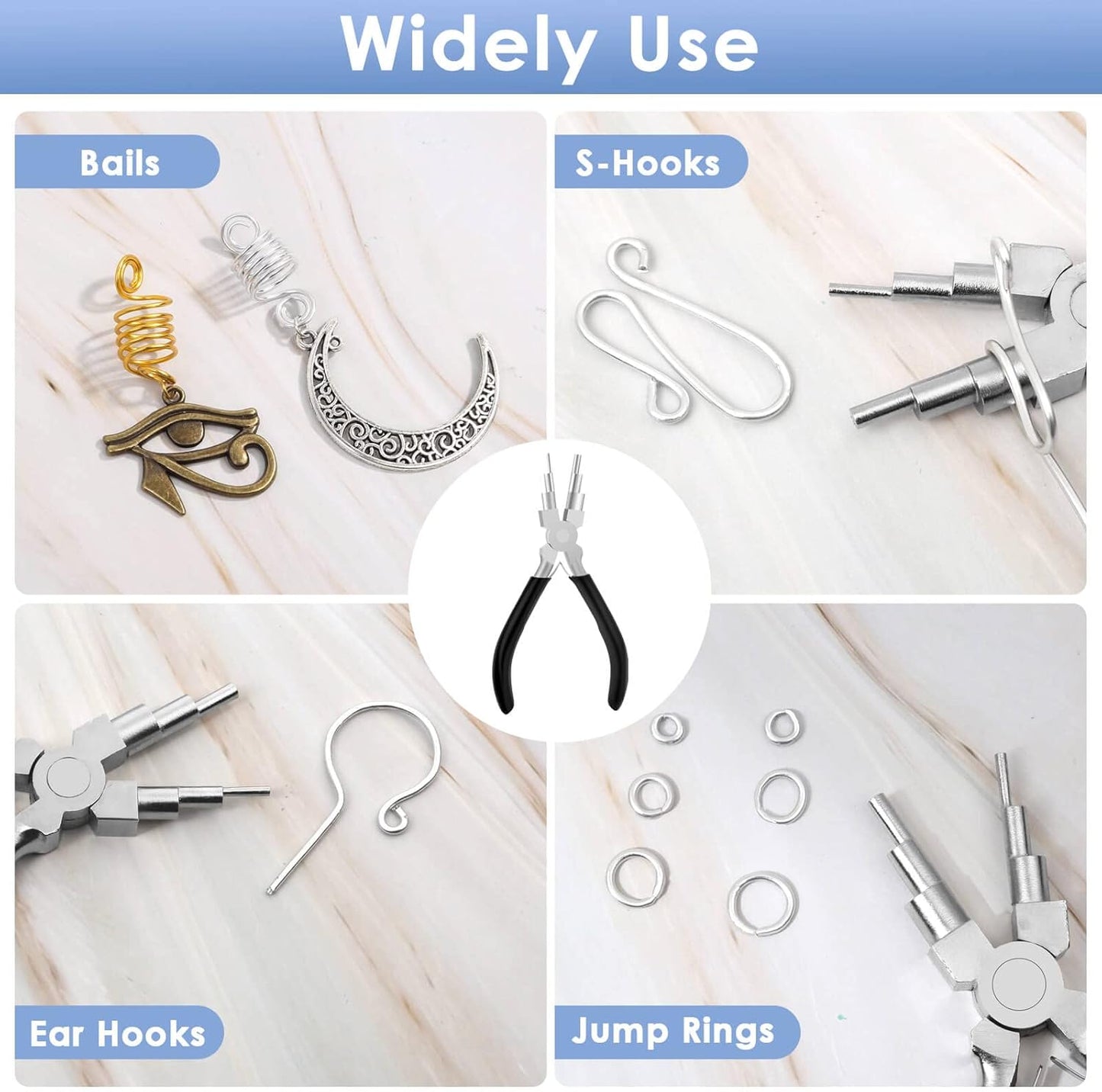 Bail Making Pliers, 6 in 1 Round Nose Pliers for Making Jump Rings, Wire Wrapping, Jewelry Making, Loop V1259-DP01-A-1811