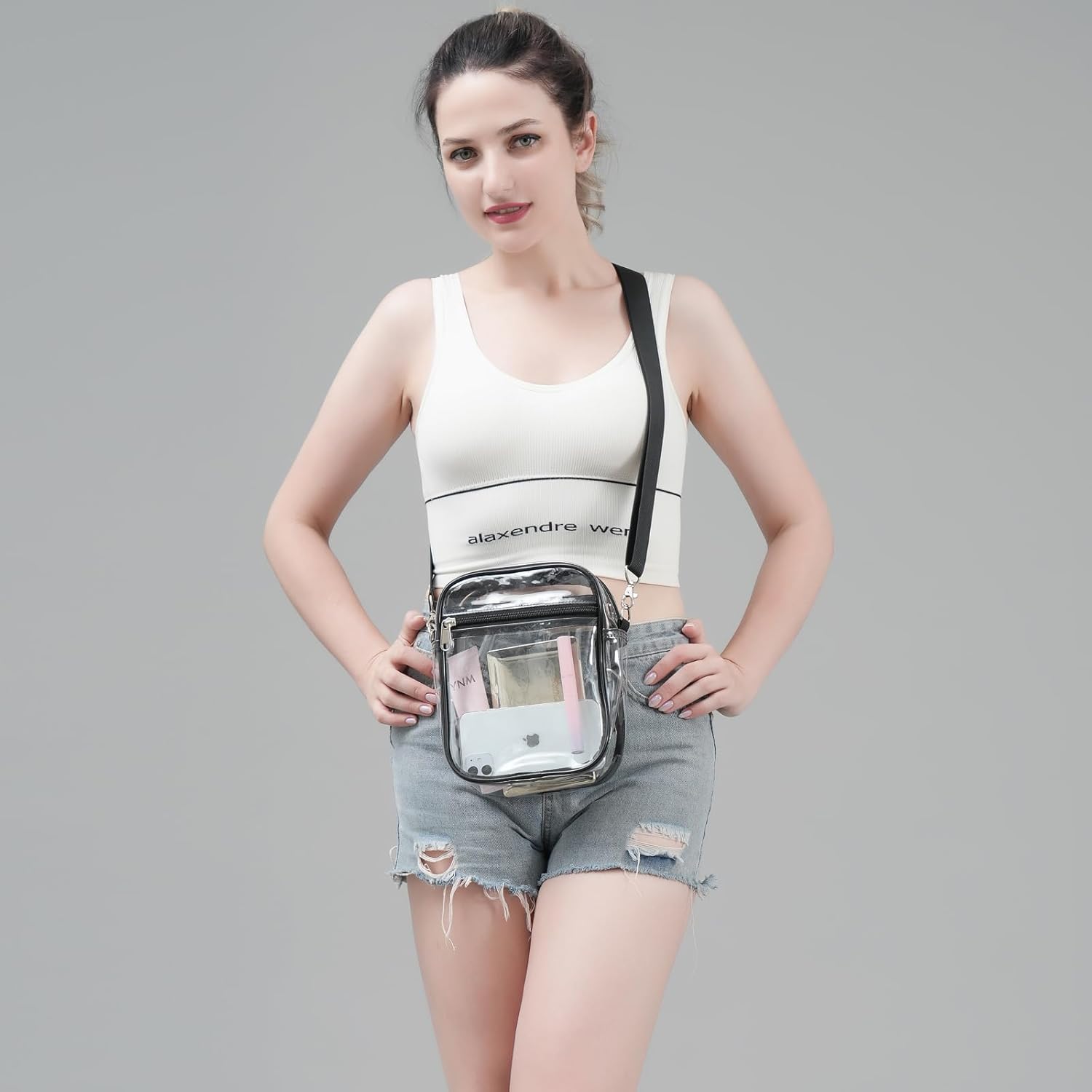 Clear Crossbody Purse Bag, Stadium Approved for Concerts, Festivals V1259-DP01-A-1814