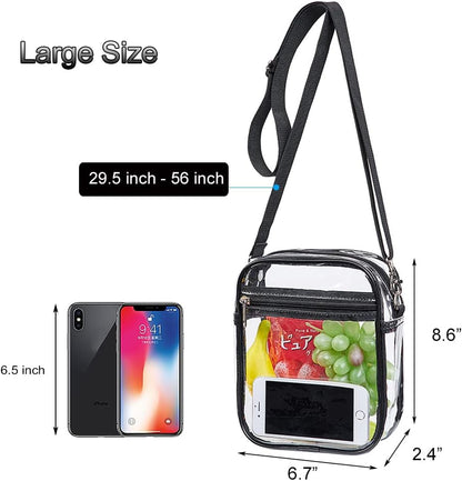 Clear Crossbody Purse Bag, Stadium Approved for Concerts, Festivals V1259-DP01-A-1814