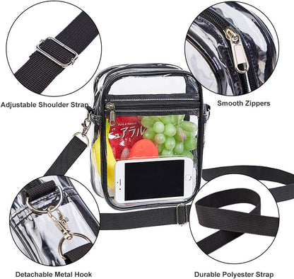 Clear Crossbody Purse Bag, Stadium Approved for Concerts, Festivals V1259-DP01-A-1814
