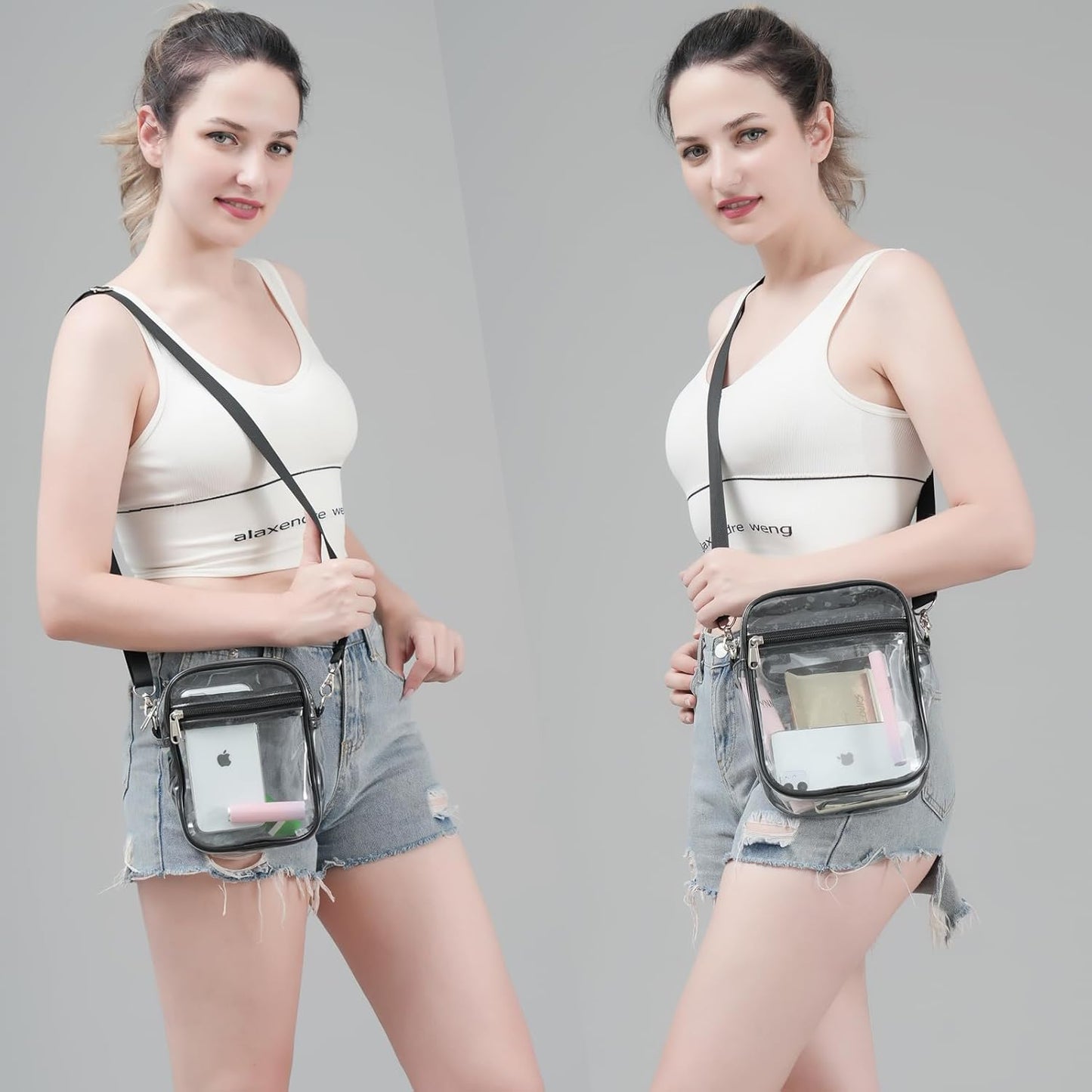 Clear Crossbody Purse Bag, Stadium Approved for Concerts, Festivals V1259-DP01-A-1814