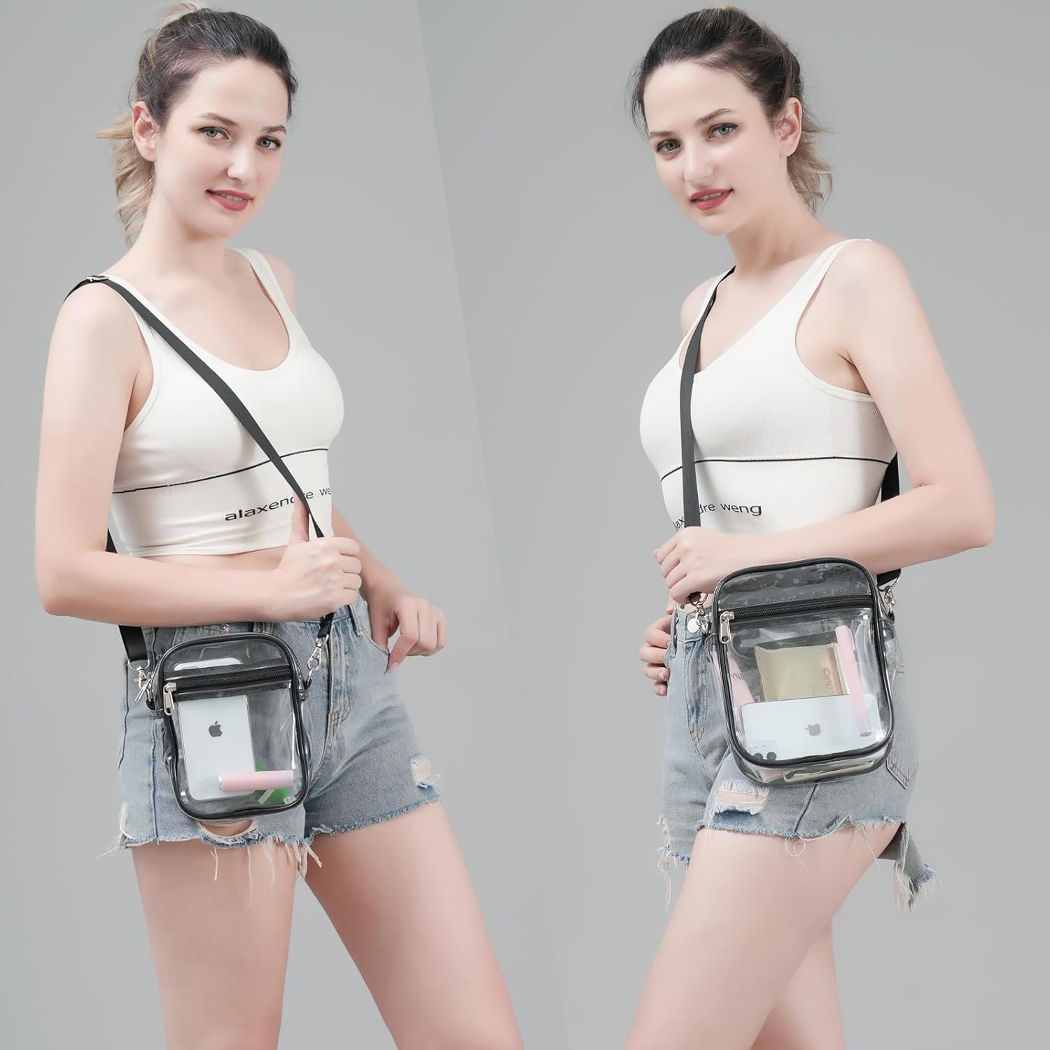 Clear Crossbody Purse Bag, Stadium Approved for Concerts, Festivals V1259-DP01-A-1814