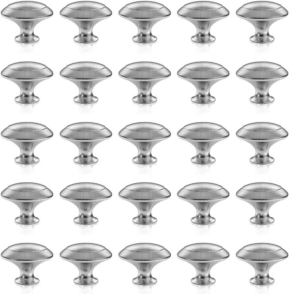 25 Pack Cabinet Hardware Round Knobs Silver Kitchen Mushroom Brushed Nickel Knobs, Cupboard Heavy Knobs, Door V1259-DP01-A-1829