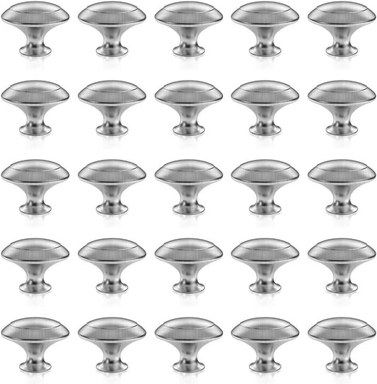 25 Pack Cabinet Hardware Round Knobs Silver Kitchen Mushroom Brushed Nickel Knobs, Cupboard Heavy Knobs, Door V1259-DP01-A-1829