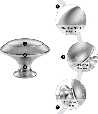 25 Pack Cabinet Hardware Round Knobs Silver Kitchen Mushroom Brushed Nickel Knobs, Cupboard Heavy Knobs, Door V1259-DP01-A-1829