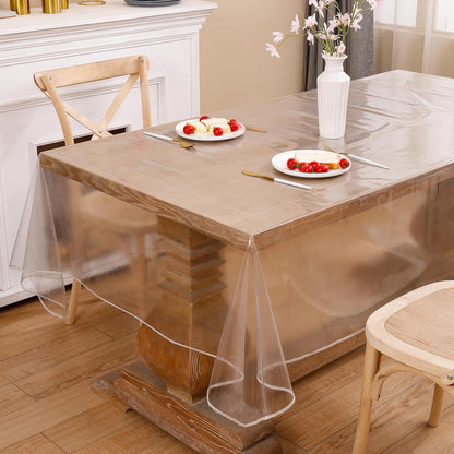 Clear Vinyl Tablecloth Protector Waterproof/Oil-Proof Plastic Rectangle Transparent Sheet Table Cover 54X84 V1259-DP01-A-1835