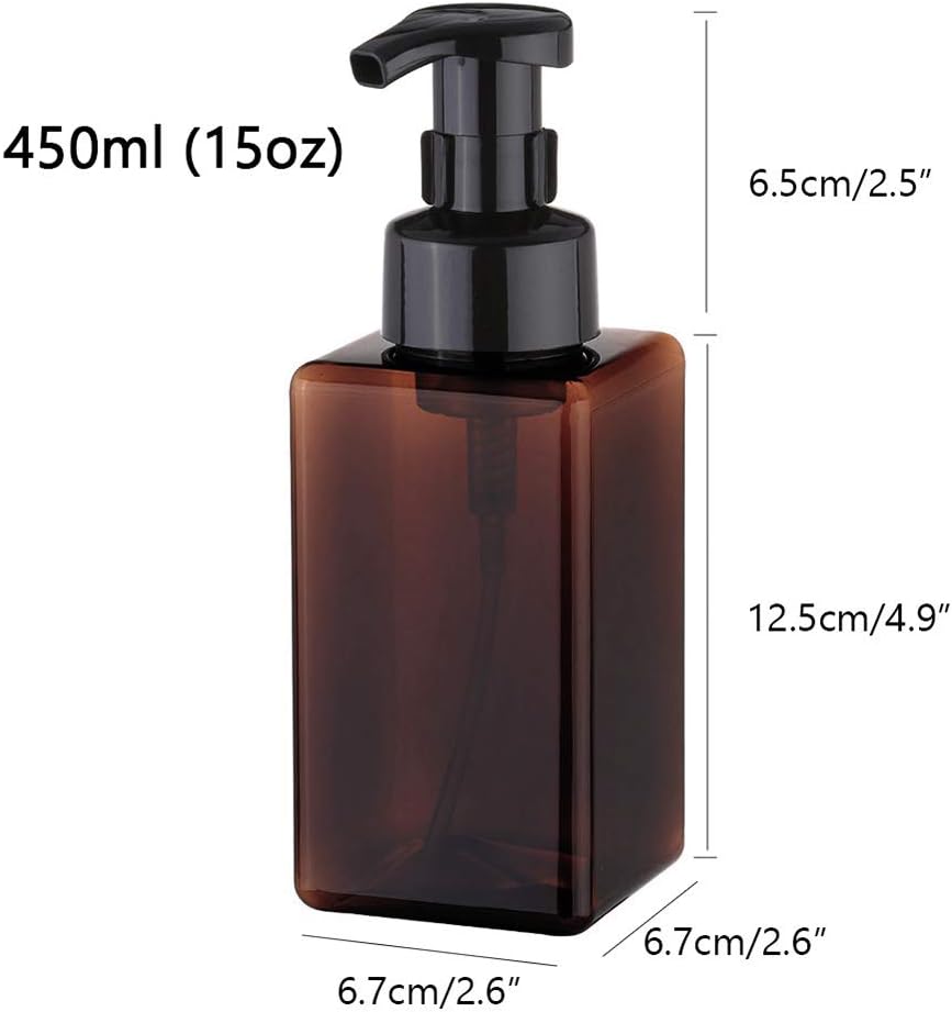 Foaming Soap Dispenser, 450ml (15oz) Refillable Pump Bottle Plastic for Liquid Soap, Shampoo, Body Wash (2 V1259-DP01-A-1840