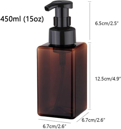 Foaming Soap Dispenser, 450ml (15oz) Refillable Pump Bottle Plastic for Liquid Soap, Shampoo, Body Wash (2 V1259-DP01-A-1840