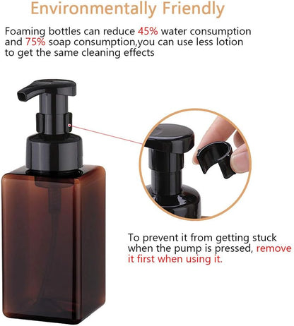 Foaming Soap Dispenser, 450ml (15oz) Refillable Pump Bottle Plastic for Liquid Soap, Shampoo, Body Wash (2 V1259-DP01-A-1840