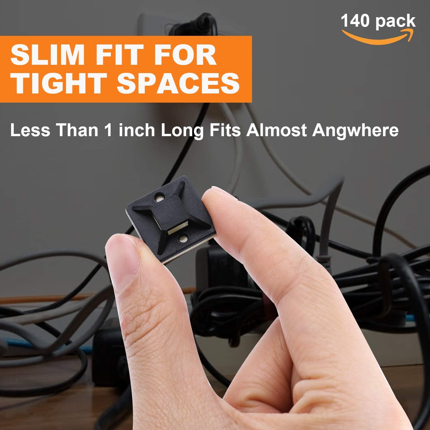 140 Pack 3/4" Zip Tie Adhesive Mounts Self Adhesive Cable Tie Base Holders with Multi-Purpose Tie wire clips V1259-DP01-A-1843