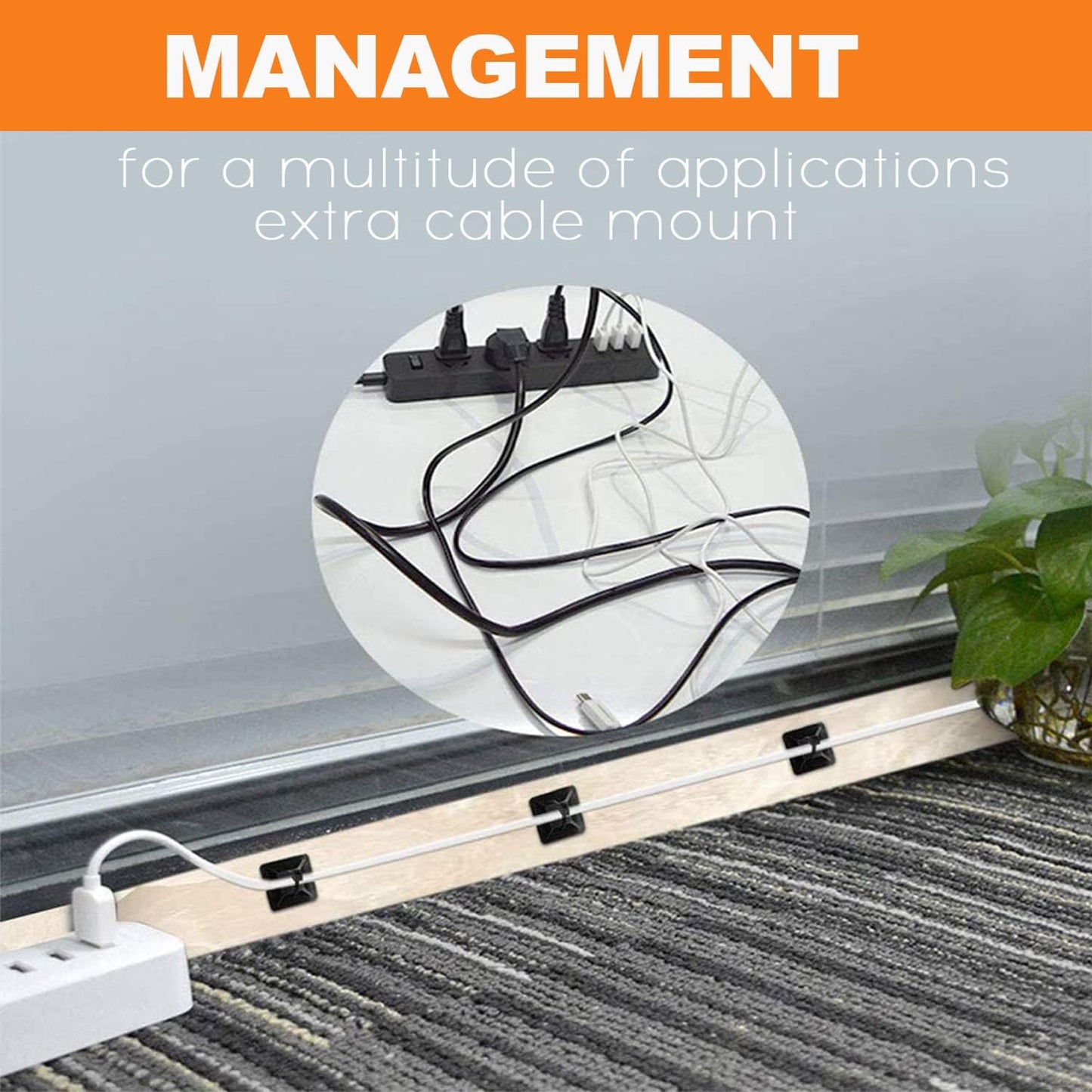 140 Pack 3/4" Zip Tie Adhesive Mounts Self Adhesive Cable Tie Base Holders with Multi-Purpose Tie wire clips V1259-DP01-A-1843