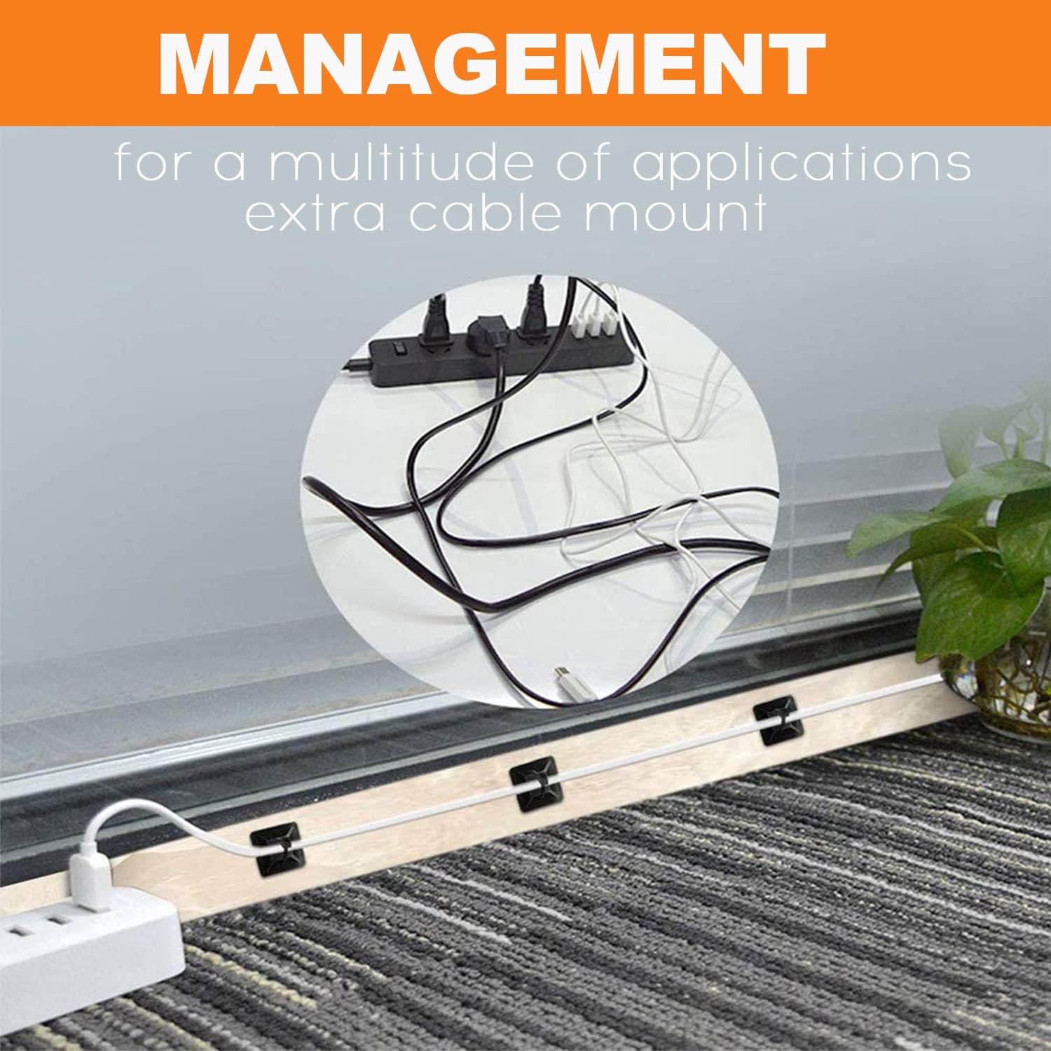 140 Pack 3/4" Zip Tie Adhesive Mounts Self Adhesive Cable Tie Base Holders with Multi-Purpose Tie wire clips V1259-DP01-A-1843