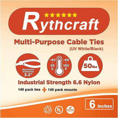 140 Pack 3/4" Zip Tie Adhesive Mounts Self Adhesive Cable Tie Base Holders with Multi-Purpose Tie wire clips V1259-DP01-A-1843