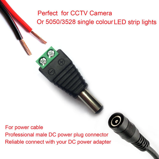 10 Pairs 12V Male+Female 2.1x5.5MM DC Power Jack Plug Adapter Barrel Connector for CCTV Security Camera Led V1259-DP01-A-1847