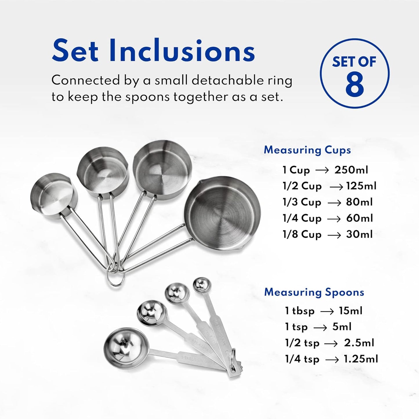 42917 Commercial Quality Stainless Steel Measuring Cups and Spoons Combo Set V1259-DP01-A-1850