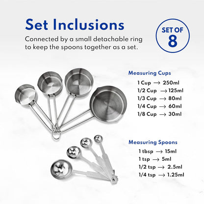 42917 Commercial Quality Stainless Steel Measuring Cups and Spoons Combo Set V1259-DP01-A-1850