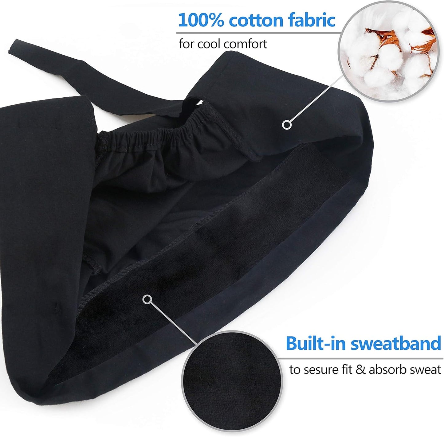 Working Caps with Button and Sweatband, Adjustable Working Hats for Women Men, One Size (Tie Back or Toggle) V1259-DP01-A-1856