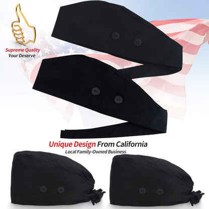 Working Caps with Button and Sweatband, Adjustable Working Hats for Women Men, One Size (Tie Back or Toggle) V1259-DP01-A-1856