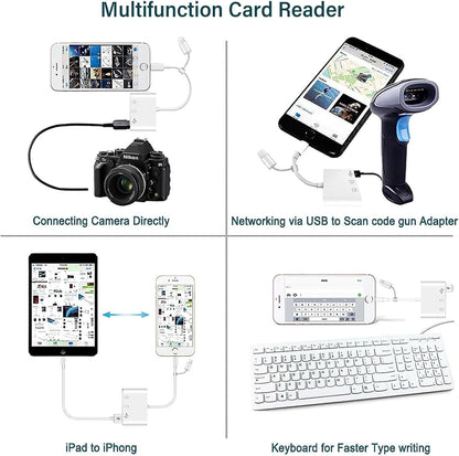 3 in 1 SD Card Reader for iPhone iPad Camera, Memory Card Reader with SD and TF Card Dual Slot, Digital V1259-DP01-A-1858