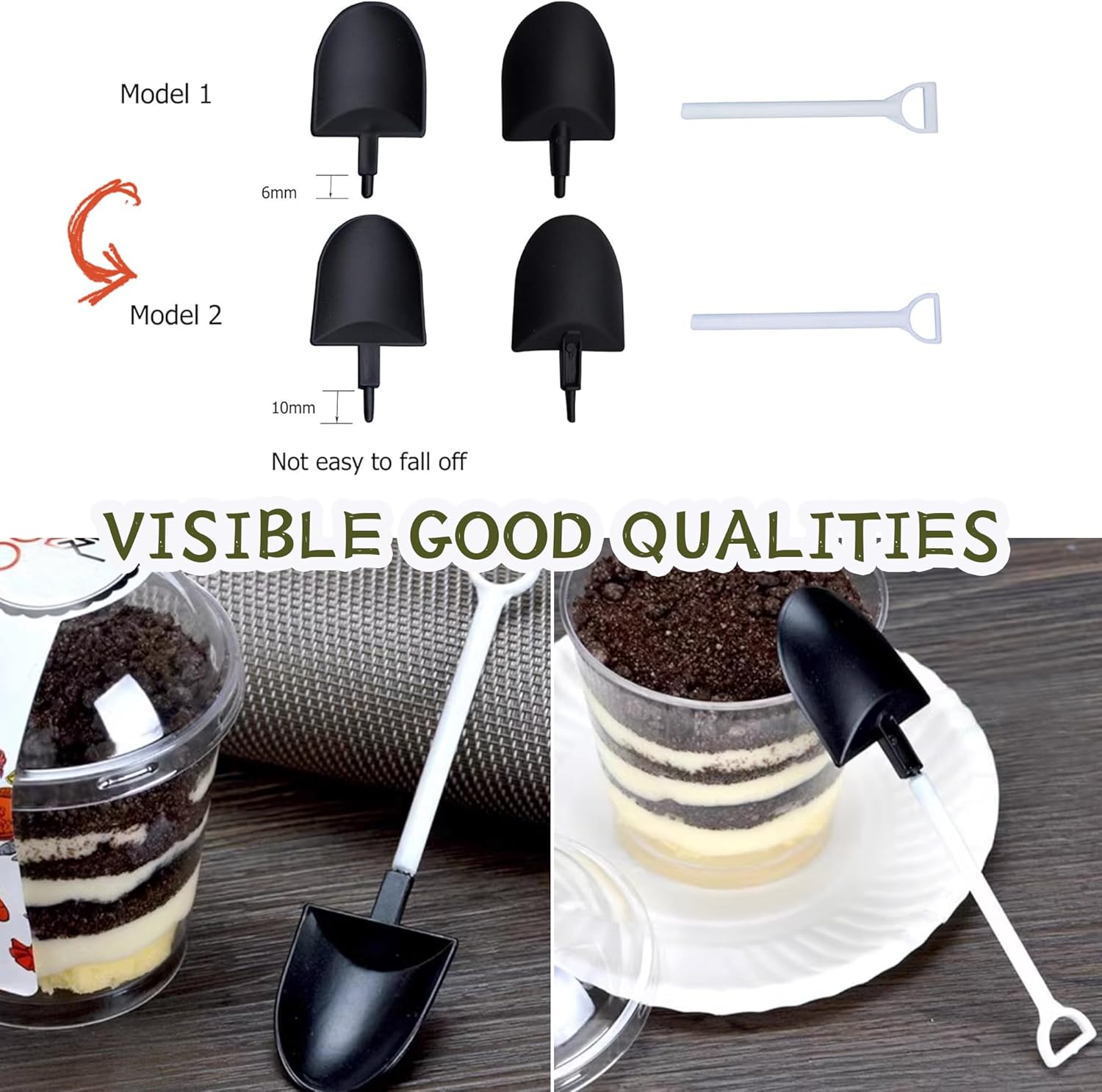 oxe Novelty Mini Shovel Shape Spoons Cute Disposable Plastic Dessert Spoons,Set of 50 (model 2) V1259-DP01-A-1871