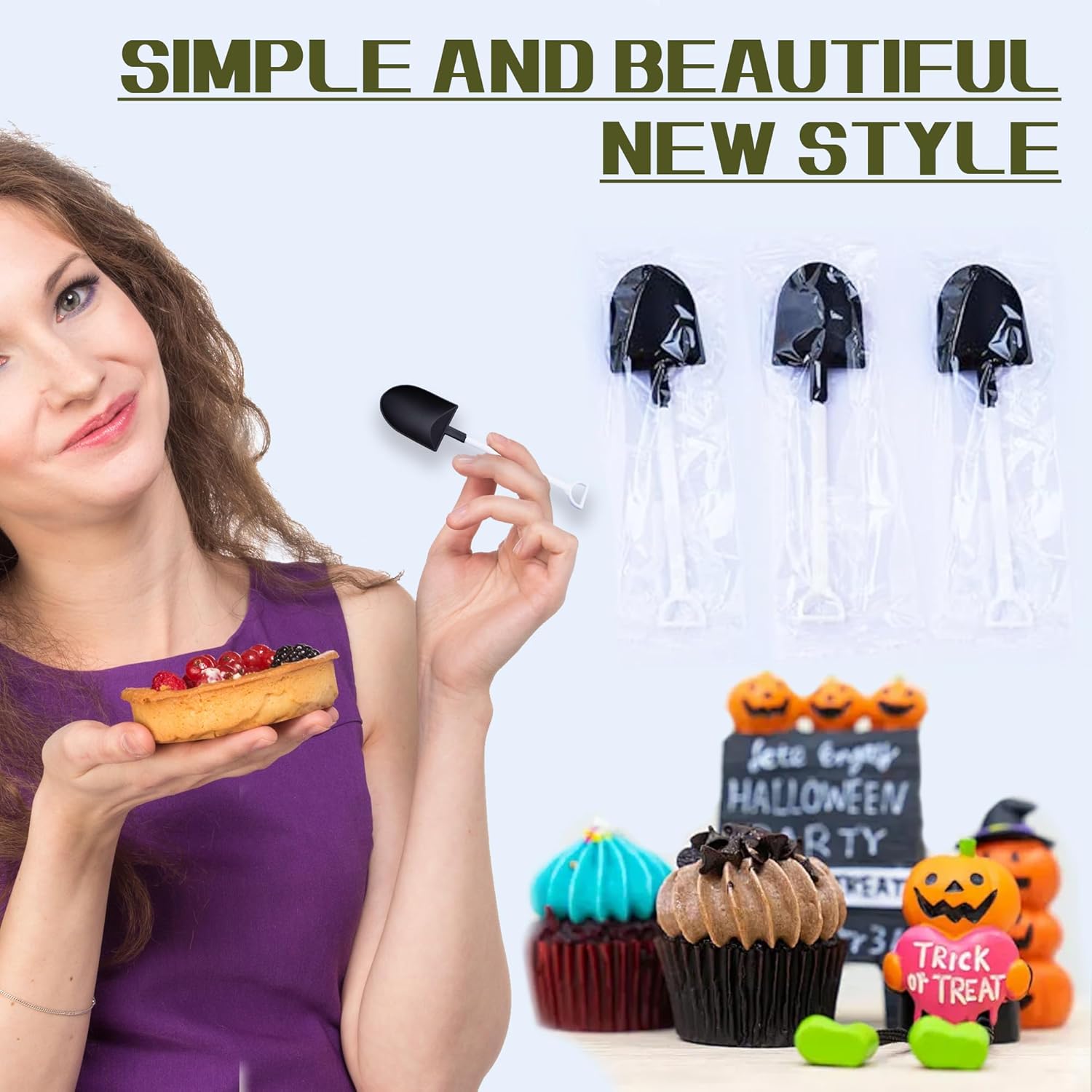 oxe Novelty Mini Shovel Shape Spoons Cute Disposable Plastic Dessert Spoons,Set of 50 (model 2) V1259-DP01-A-1871