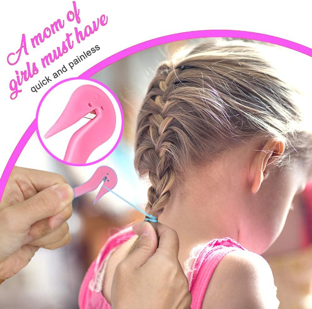 Hair Loop Styling Tool Set with 1000 Pcs Clear Mini Elastic Hair Bands 1 Pcs Rat Tail Combs for Braiding V1259-DP01-A-1874