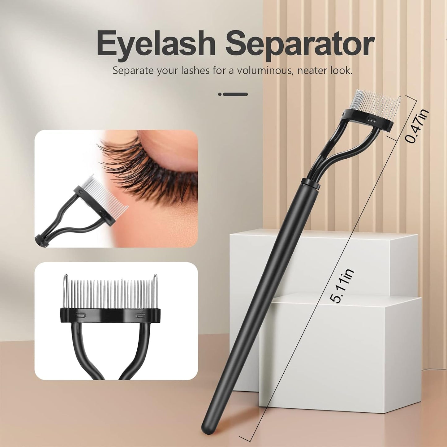 Eyebrow Brush Eyelash Separator Brow Comb & Lash Spoolie Professional Eye Makeup Tools (3 Pieces Set) V1259-DP01-A-1875