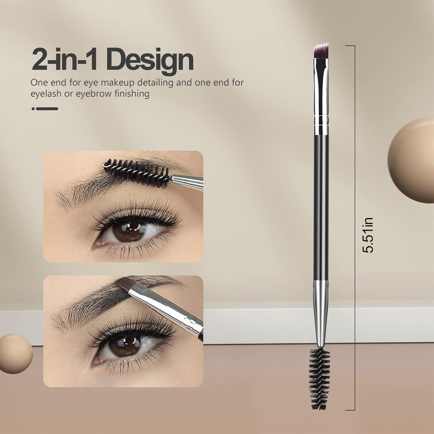 Eyebrow Brush Eyelash Separator Brow Comb & Lash Spoolie Professional Eye Makeup Tools (3 Pieces Set) V1259-DP01-A-1875