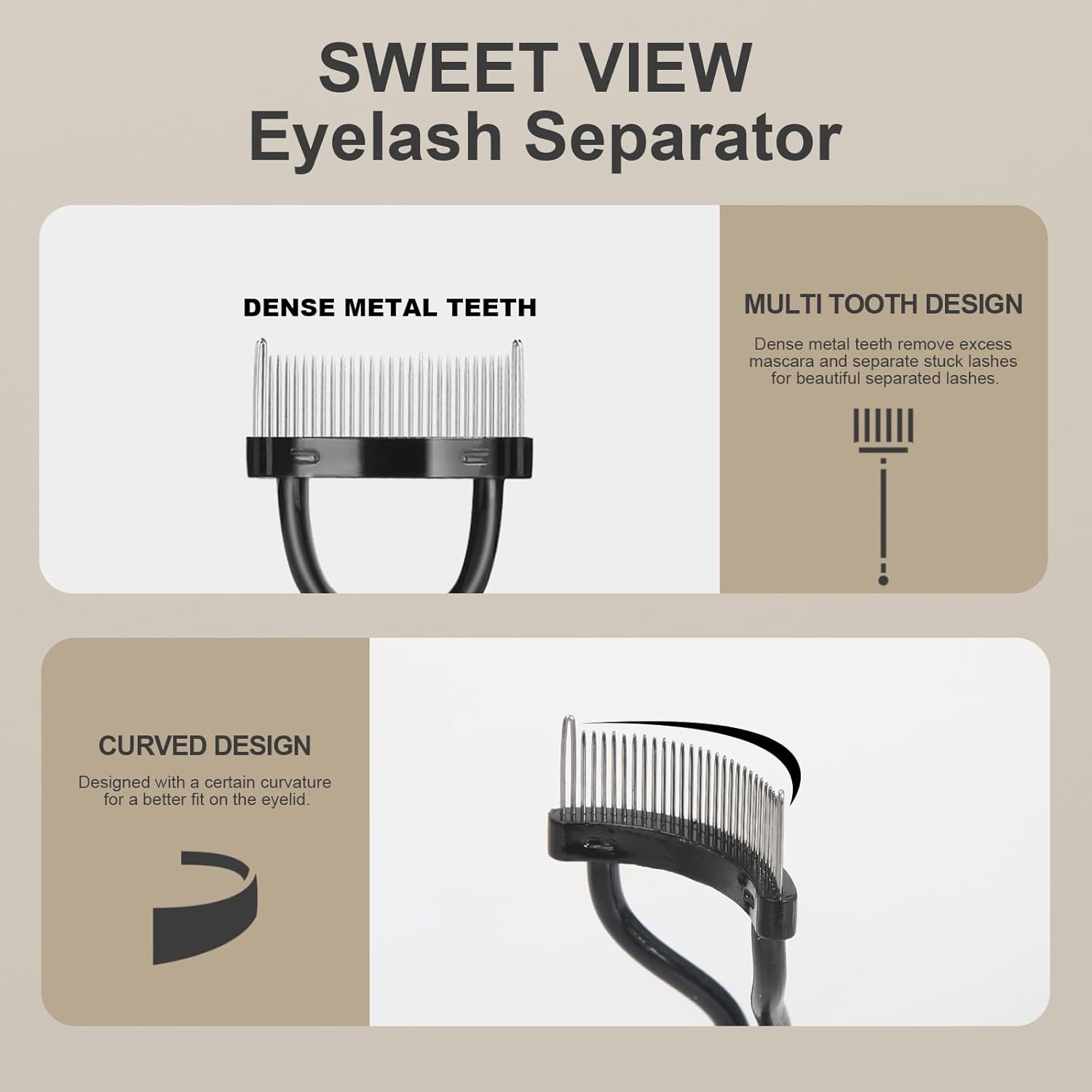 Eyebrow Brush Eyelash Separator Brow Comb & Lash Spoolie Professional Eye Makeup Tools (3 Pieces Set) V1259-DP01-A-1875