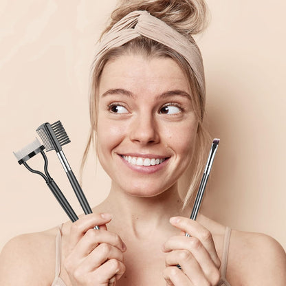 Eyebrow Brush Eyelash Separator Brow Comb & Lash Spoolie Professional Eye Makeup Tools (3 Pieces Set) V1259-DP01-A-1875