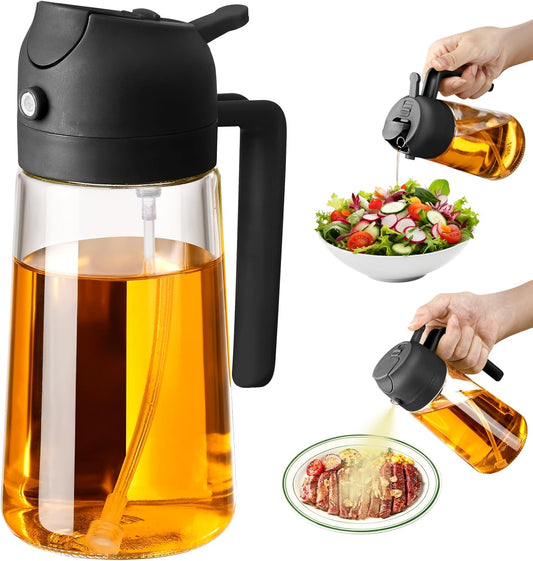 Oil Sprayer for Cooking, 470ml/16oz 2 in 1 Oil Dispenser and Oil Sprayer, Glass Olive Oil Bottle Pourer for V1259-DP01-A-1876