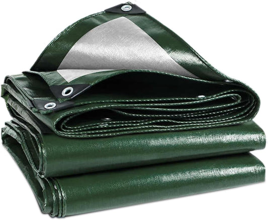 120GSM Tarpaulin Waterproof Heavy Duty, 6.6 x 9.8 Ft Large Green Rainproof Tarp UV/Tear Resistant PE V1259-DP01-A-1884