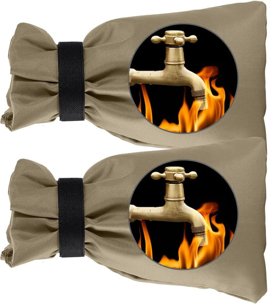 Outdoor Faucet Cover for Winter Freeze Protection 10'' x 8'', 2 Packs Khaki Thickened Frost Free Outdoor V1259-DP01-A-1889