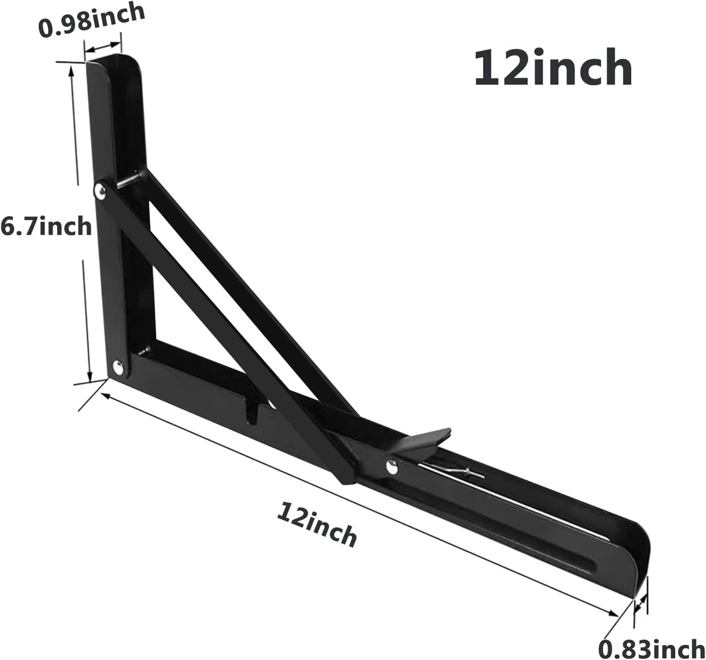 2 Pack 12 Inch Folding Shelf Brackets, Heavy Duty Metal Wall Mounted Triangle Table Bench Max Load 220lb V1259-DP01-A-1896