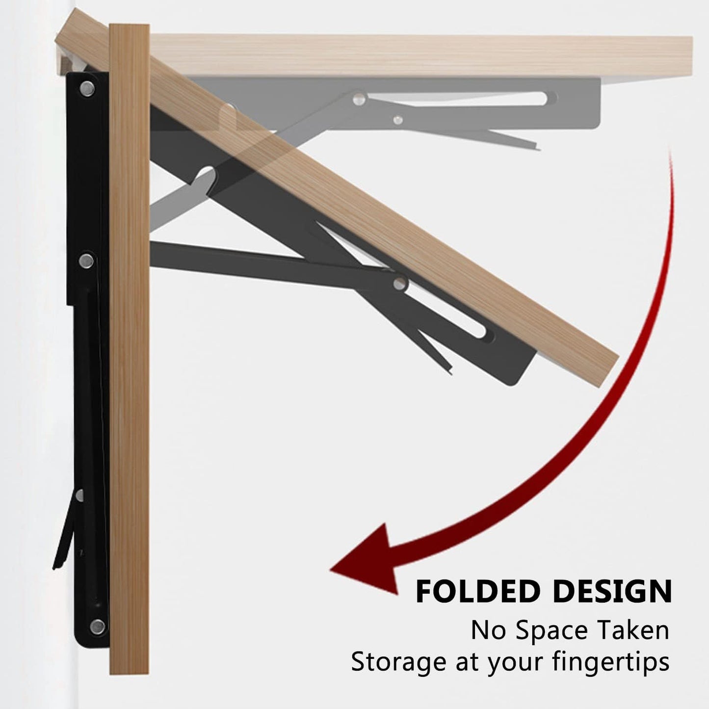2 Pack 12 Inch Folding Shelf Brackets, Heavy Duty Metal Wall Mounted Triangle Table Bench Max Load 220lb V1259-DP01-A-1896
