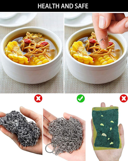 Cast Iron Cleaner, 2 Pack Stainless Steel Chainmail Scrubber for Cast Iron Pan Pot Skillet Brush Scraper V1259-DP01-A-1903