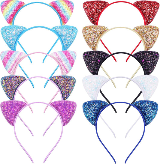 10pcs Cat's ears (Steamed cat-ear shaped bread) hair band, candy color onion powder sequins thin head band, V1259-DP01-A-1925