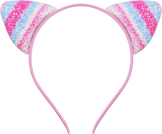 10pcs Cat's ears (Steamed cat-ear shaped bread) hair band, candy color onion powder sequins thin head band, V1259-DP01-A-1925