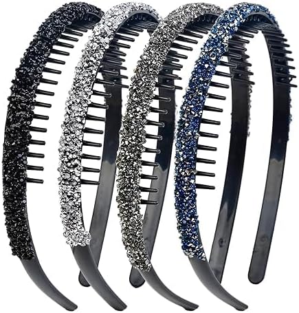4Pcs Rhinestone Headband with Teeth,Fashion Non Slip Head Bands Headbands Crystal Hairband Sparkly Diamond V1259-DP01-A-1928