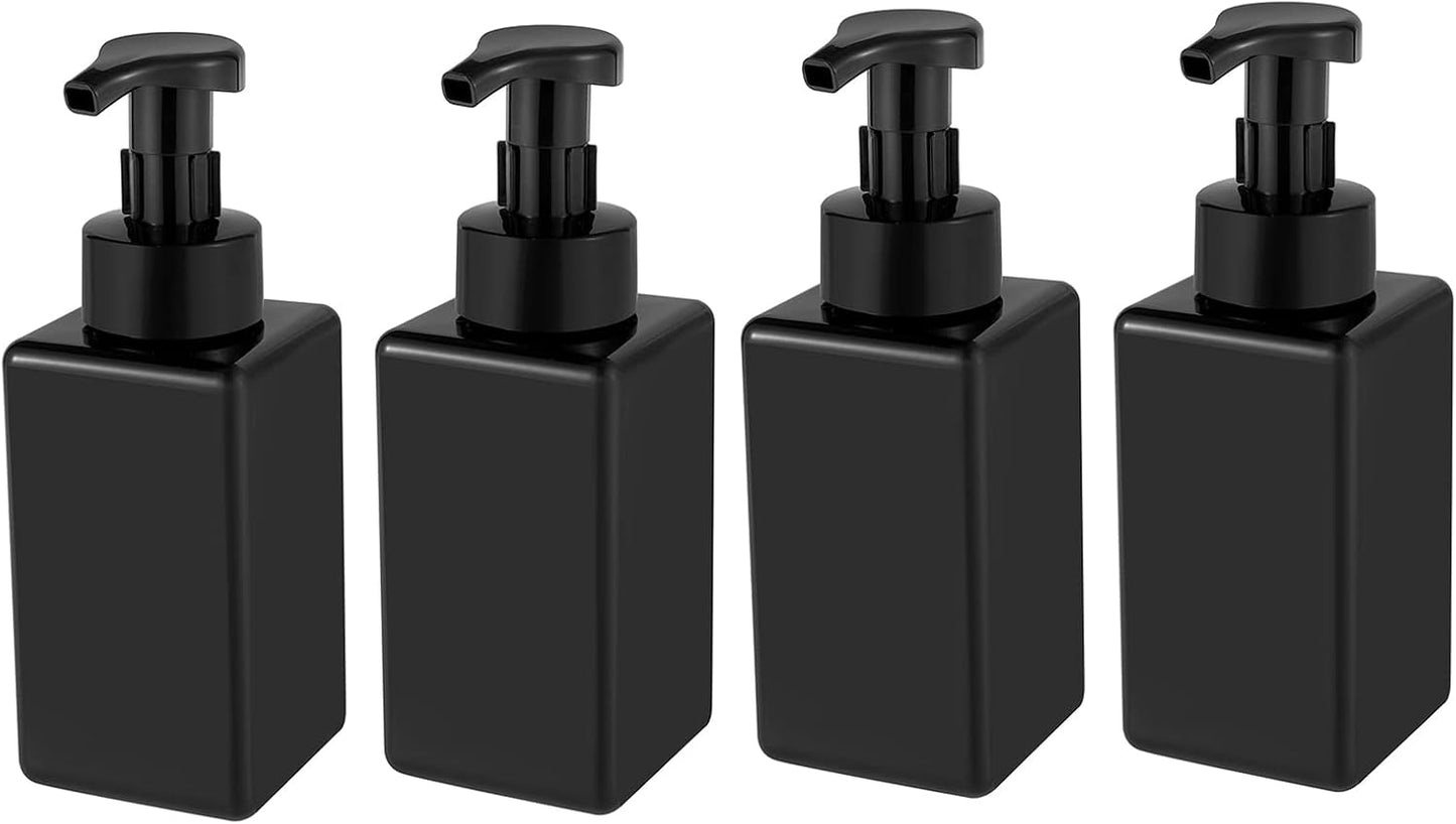 Foaming Soap Dispenser, 15oz Refillable Pump Bottle Plastic for Liquid Soap, Shampoo, Body Wash, 4 Pcs, Black V1259-DP01-A-1930