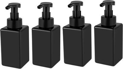 Foaming Soap Dispenser, 15oz Refillable Pump Bottle Plastic for Liquid Soap, Shampoo, Body Wash, 4 Pcs, Black V1259-DP01-A-1930