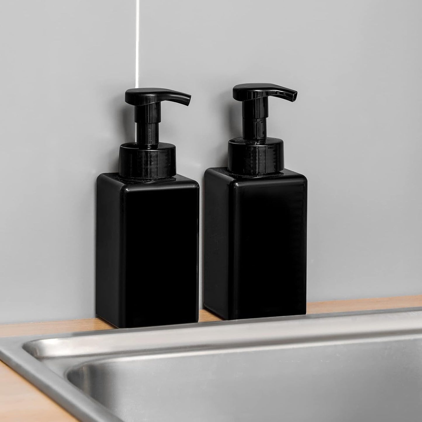 Foaming Soap Dispenser, 15oz Refillable Pump Bottle Plastic for Liquid Soap, Shampoo, Body Wash, 4 Pcs, Black V1259-DP01-A-1930