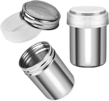 2 Pack Powdered Sugar Shaker Duster, Cinnamon Shaker Flour Sifter, Fine Mesh Stainless Steel Dredge for V1259-DP01-A-1936
