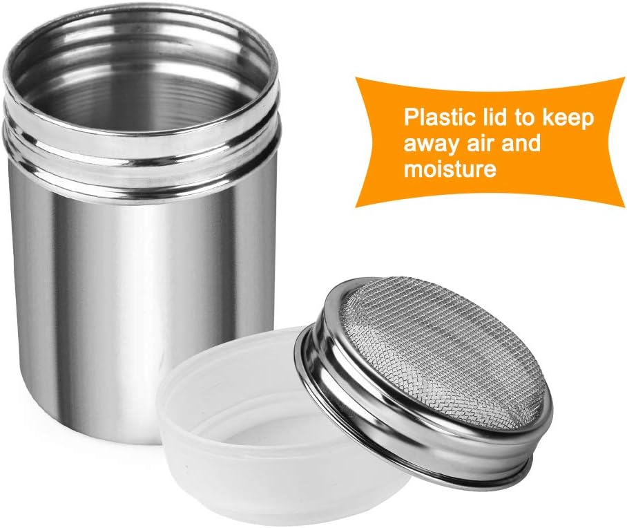 2 Pack Powdered Sugar Shaker Duster, Cinnamon Shaker Flour Sifter, Fine Mesh Stainless Steel Dredge for V1259-DP01-A-1936