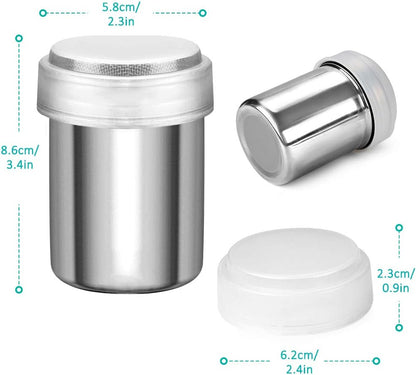 2 Pack Powdered Sugar Shaker Duster, Cinnamon Shaker Flour Sifter, Fine Mesh Stainless Steel Dredge for V1259-DP01-A-1936