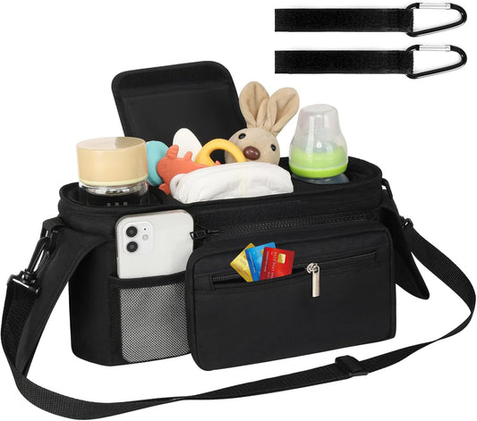 Universal Stroller Organizer with Insulated Cup Holder Detachable Phone Bag and Shoulder Strap,Stroller Bag V1259-DP01-A-1944