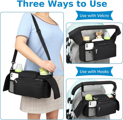 Universal Stroller Organizer with Insulated Cup Holder Detachable Phone Bag and Shoulder Strap,Stroller Bag V1259-DP01-A-1944